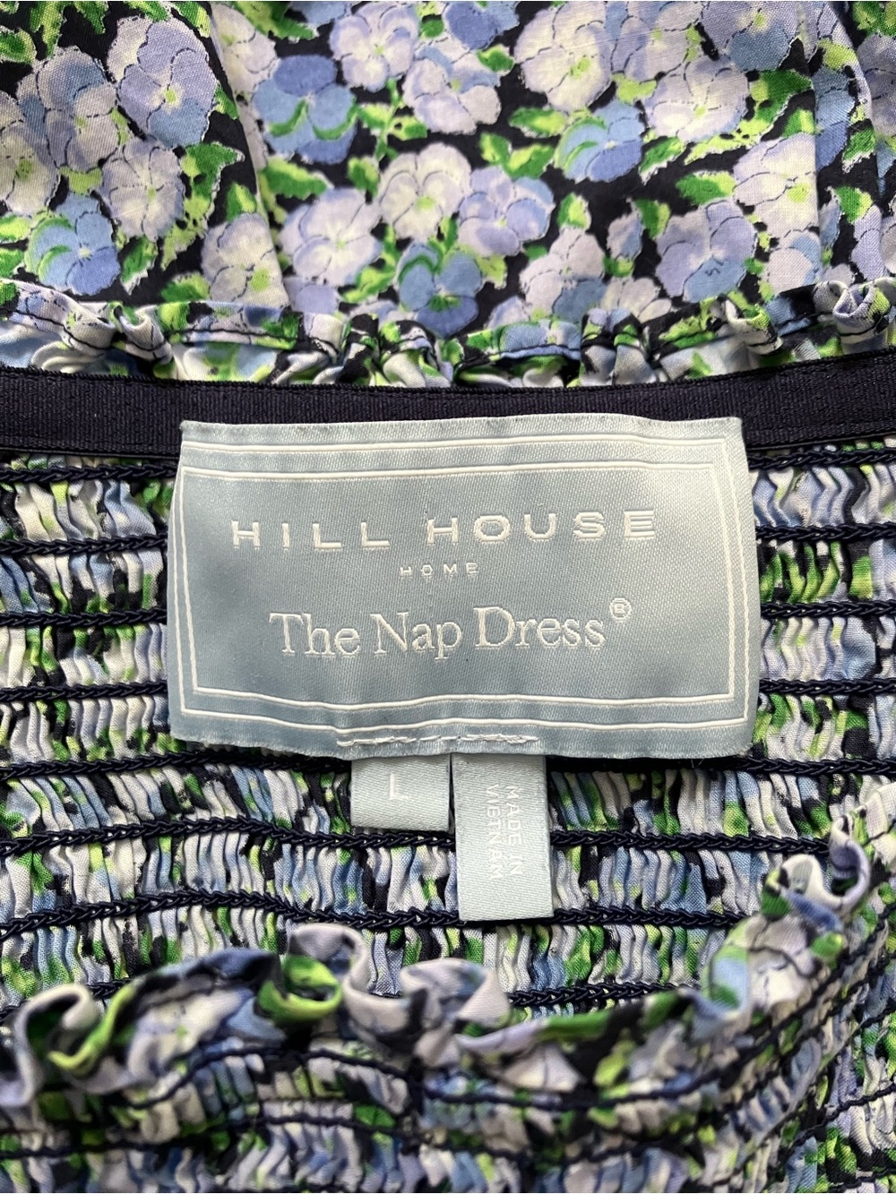 Hill House Home Norah Dress Mini Long Sleeve Floral Blue Pansy Print Large - Picture 12 of 13